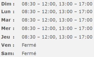 horaire d'ouverture